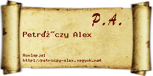 Petróczy Alex névjegykártya