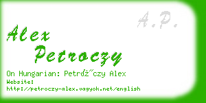 alex petroczy business card